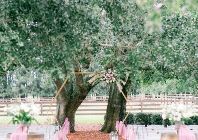 Masters Stables outdoor tree shaded wedding venue chairs-3